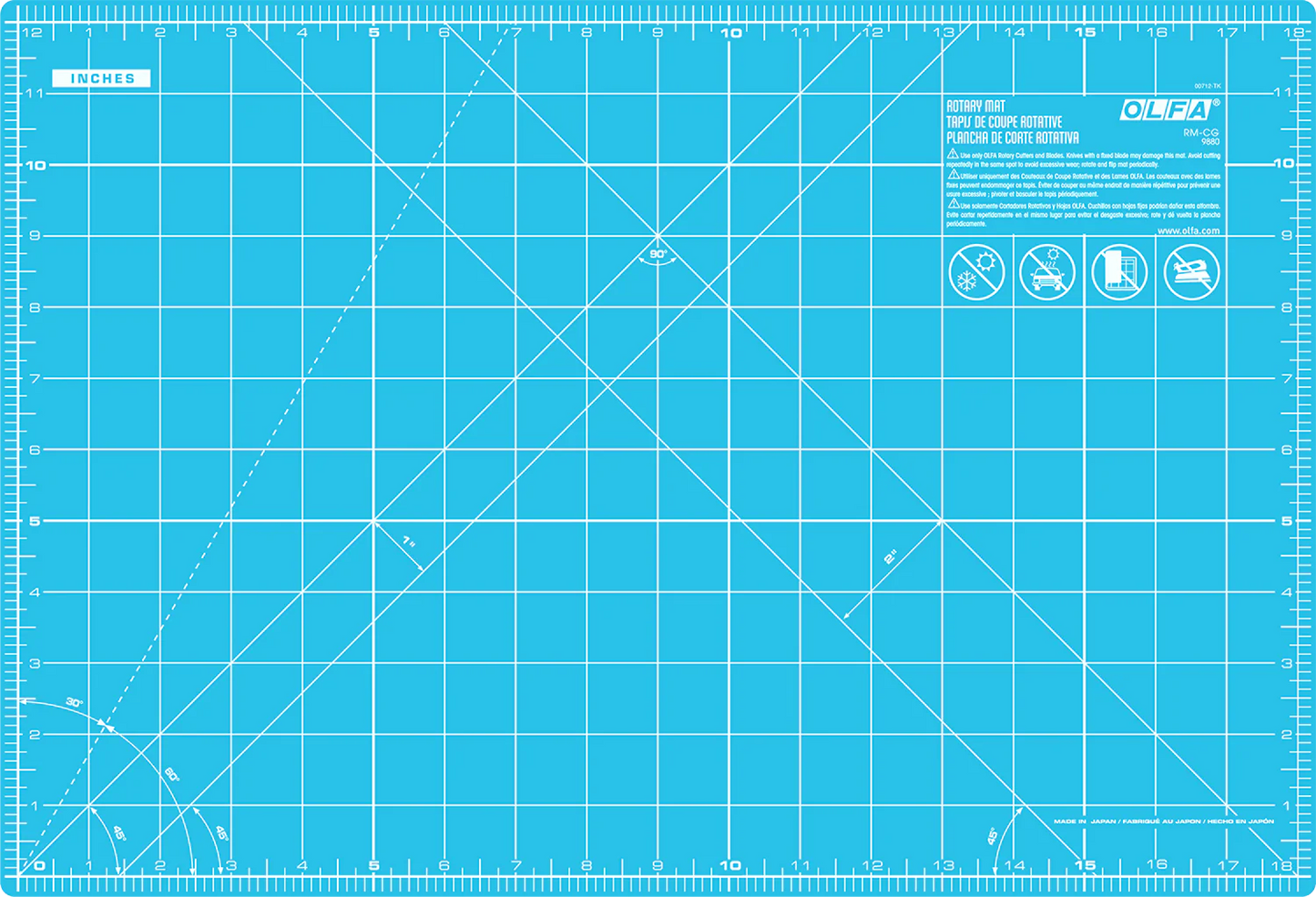 OLFA Double-Sided, Self-Healing Rotary Mat, Aqua RM-IC-C/AQA