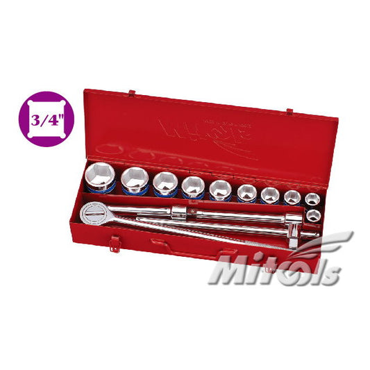 MITOOLS Socket Set 3/4" Square Drive x 6 Points