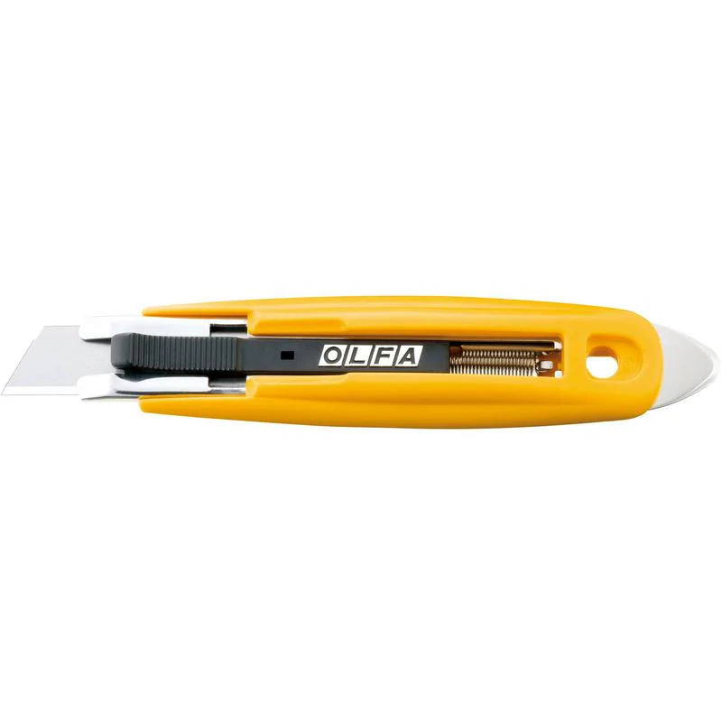 OLFA Semi-Automatic Self-Retracting Safety Knife with Tape Splitter SK-9
