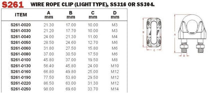 Vinox S/S 304 Wire Rope Clip